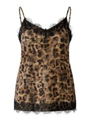 Oui Top w kolorze karmelowo-brązowym rozmiar: 36. Brązowe topy Oui, bez wzorów, z koronki, bez kołnierzyka, bez ramiączek. Za 217.99 zł.