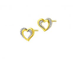 Kolczyki z żółtego złota z diamentami - serca - 0,03 ct - próba 375. Żółte kolczyki Apart, z diamentem, złote. W wyprzedaży za 973.00 zł.