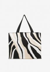 Beżowa Torebka Shopper w Nieregularne Paski Salinira. Brązowe shopper Renee, bez wzorów, biznesowe, bez dodatków. W wyprzedaży za 55.99 zł.