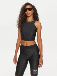 Versace Jeans Couture Top 76HAM227 Czarny Skinny Fit. Czarne topy Versace Jeans Couture, bez wzorów, z jeansu, bez kołnierzyka, bez ramiączek. Za 349.99 zł.