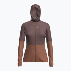 Bluza trekkingowa damska icebreaker Merino 200 Realfleece Descender Zip Hoodie. Czerwone bluzy Icebreaker, bez wzorów, bez kaptura. Za 579.99 zł.