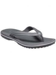Japonki damskie Crocs Flip. Szare klapki Crocs, bez wzorów, z materiału, bez obcasa. Za 149.00 zł.