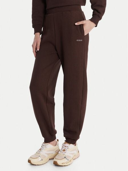 Guess Spodnie dresowe V6RB15 K9V31 Brązowy Regular Fit. Brązowe spodnie dresowe Guess, s, z aplikacjami, z bawełny. Za 299.99 zł.