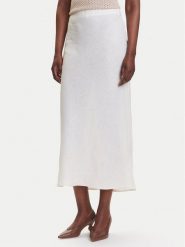 Marella Spódnica midi Desio 2515101032 Biały Regular Fit. Białe spódnice Marella, bez wzorów, ze lnu, midi. Za 499.99 zł.