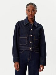 Morgan Kurtka jeansowa 252-GADZA Granatowy Relaxed Fit. Niebieskie kurtki Morgan, bez wzorów, z jeansu, bez kaptura. Za 379.99 zł.