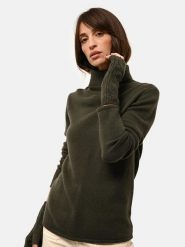 Just Cashmere Kaszmirowy sweter "June" w kolorze khaki rozmiar: S. Zielone golfy Just Cashmere, s, bez wzorów, z kaszmiru, bez ramiączek. Za 502.76 zł.