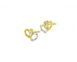 Kolczyki z żółtego złota z diamentami - serca - 0,06 ct - próba 375. Żółte kolczyki Apart, z diamentem, złote. Za 1,190.00 zł.