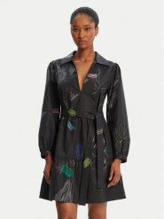 Desigual Sukienka codzienna Pisos 25WWVW06 Czarny Regular Fit. Czarne sukienki Desigual, na co dzień, xs, bez wzorów, z bawełny, bez kołnierzyka, bez ramiączek, proste. Za 489.99 zł.