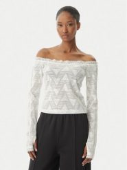 Adidas Bluzka Lace Bardot KE3458 Biały Slim Fit. Białe bluzki Adidas, l, bez wzorów, z syntetyku, bez kołnierzyka, bez ramiączek. Za 239.99 zł.