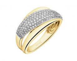 Pierścionek z żółtego złota z diamentami - 0,32 ct - próba 585. Żółte pierścionki Apart, z diamentem, złote. Za 4,990.00 zł.