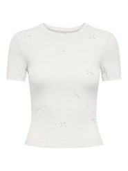 ONLY T-Shirt Femke 15369336 Kremowy Slim Fit. Białe t-shirty Only, xl, bez wzorów, z bawełny, bez kołnierzyka, bez ramiączek. Za 99.99 zł.