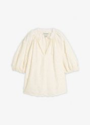 Bluzka tunikowa z czystej bawełny. Białe bluzki bonprix, bez wzorów, z bawełny, bez kołnierzyka, bez ramiączek. Za 149.99 zł.