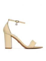 Nine West Sandały S4SH1823-01 Żółty jasny. Żółte sandały Nine West, bez wzorów, z materiału, bez obcasa, na słupku, bez zapięcia. Za 160.99 zł.