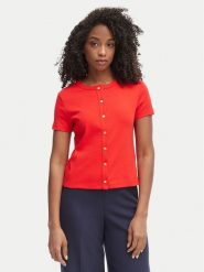 Tommy Hilfiger Bluzka WW0WW48709 Czerwony Slim Fit. Czerwone bluzki TOMMY HILFIGER, l, bez wzorów, z bawełny, bez kołnierzyka, bez ramiączek. Za 289.99 zł.