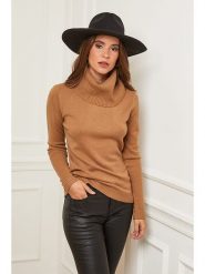 Soft Cashmere Golf w kolorze karmelowym rozmiar: 38/40. Brązowe golfy Soft Cashmere, bez wzorów, z kaszmiru, bez ramiączek. Za 135.95 zł.