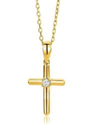 Revoni Złoty naszyjnik z diamentową zawieszką - dł. 45 cm rozmiar: onesize. Żółte naszyjniki Revoni, z diamentem, złote. Za 1,087.99 zł.