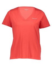 Pepe Jeans Koszulka w kolorze czerwonym rozmiar: L. Czerwone bluzki Pepe Jeans, l, bez wzorów, z bawełny, bez kołnierzyka, bez ramiączek. Za 74.81 zł.
