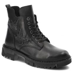 Czarne Botki Artiker Eleganckie Skórzane Buty. Czarne botki Artiker, bez wzorów, ze skóry, bez obcasa, bez zapięcia. Za 319.00 zł.