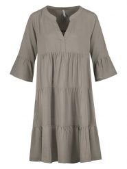 Sublevel Sukienka w kolorze szarobrązowym rozmiar: S. Brązowe sukienki Sublevel, s, bez wzorów, z wiskozy, bez kołnierzyka, bez ramiączek, midi. Za 113.99 zł.