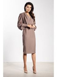 Awama Sukienka w kolorze szarobrązowym rozmiar: L. Brązowe sukienki Awama, l, bez wzorów, bez kołnierzyka, bez ramiączek, midi. Za 170.47 zł.