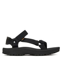 Sandały Teva. Czarne sandały Teva, bez wzorów, bez obcasa, na płaskiej podeszwie, bez zapięcia. Za 309.99 zł.