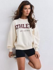 Damska bluza dzianinowa Athletic Knit kremowa. Białe bluzy AIM'N, l, bez wzorów, z dzianiny, bez kaptura. Za 389.00 zł.