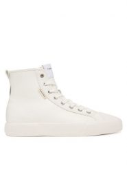 Calvin Klein Trampki Vulc Lace Up Hightop Lth HW0HW03076 Biały. Białe trampki Calvin Klein, bez wzorów, ze skóry, bez zapięcia. Za 409.99 zł.