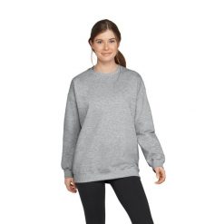 Bluza Polarowa Unisex Dla Dorosłych Softstyle Midweight Crew Neck Fleece Top. Szare bluzy GILDAN, na zimę, xl, bez wzorów, z bawełny, bez kaptura. Za 125.99 zł.