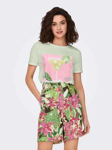 ONLY Koszulka w kolorze miętowym rozmiar: XS. Zielone bluzki Only, xs, bez wzorów, z bawełny, bez kołnierzyka, bez ramiączek. Za 72.95 zł.