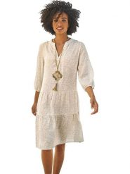 Heine Sukienka w kolorze beżowym rozmiar: 50. Brązowe sukienki Heine, bez wzorów, bez kołnierzyka, bez ramiączek, midi. Za 69.99 zł.