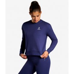 Bluza sportowa damska ekologiczna. Niebieskie bluzy NORDICDOTS, m, bez wzorów, z bawełny, bez kaptura. Za 275.00 zł.