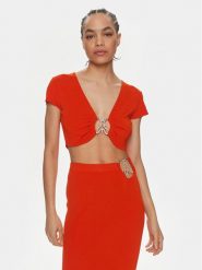 Patrizia Pepe Bluzka 2K0261/K021-R825 Pomarańczowy Slim Fit. Brązowe bluzki Patrizia Pepe, bez wzorów, z wiskozy, bez kołnierzyka, bez ramiączek. Za 639.99 zł.