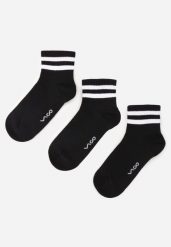 Czarne 3-Pack Skarpety z Bawełny Zdobione Paskami przy Ściągaczu Fardrei. Czarne bielizna sportowa Born2be, uniwersalny, z aplikacjami, z bawełny. Za 29.99 zł.