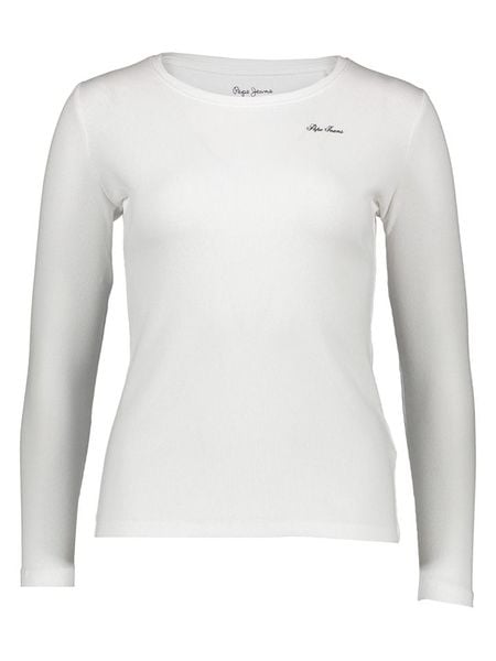 Pepe Jeans Koszulka w kolorze białym rozmiar: M. Białe bluzki Pepe Jeans, m, bez wzorów, z jeansu, bez kołnierzyka, bez ramiączek. Za 57.95 zł.