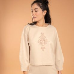 Bluza do jogi damska Kimjaly. Brązowe bluzy KIMJALY, xl, bez wzorów, z bawełny, bez kaptura. W wyprzedaży za 99.99 zł.