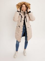 CANADA weather gear Płaszcz zimowy w kolorze beżowym rozmiar: M. Brązowe płaszcze CANADA weather gear, na zimę, m, bez wzorów, z puchu, bez kaptura. Za 305.92 zł.