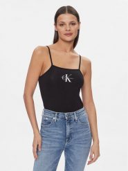 Calvin Klein Jeans Body Monologo J20J223421 Czarny Slim Fit. Czarne body Calvin Klein Jeans, bez wzorów, z bawełny. Za 99.99 zł.