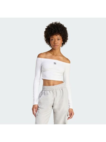 Adidas Bluzka Essentials KE3153 Biały Slim Fit. Białe bluzki Adidas, l, bez wzorów, z bawełny, bez kołnierzyka, bez ramiączek. Za 159.99 zł.