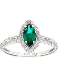 Revoni Złoty pierścionek z diamentami i szmaragdem rozmiar: 50. Szare pierścionki Revoni, z diamentem, złote. Za 1,731.99 zł.