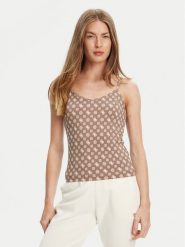 Guess Top V5YP11 MC03W Brązowy Slim Fit. Brązowe topy Guess, xxs, z aplikacjami, z syntetyku, bez kołnierzyka, bez ramiączek. Za 285.00 zł.