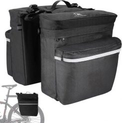 Torba rowerowa. Czarne torby na laptopa TRAVELHAWK, bez wzorów, z materiału, na ramię. Za 31.95 zł.