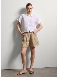 STEFANEL Bluzka w kolorze białym rozmiar: L. Białe bluzki Stefanel, l, bez wzorów, bez kołnierzyka, bez ramiączek. Za 130.99 zł.