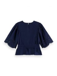 Scotch & Soda Bluzka w kolorze granatowym rozmiar: 42. Niebieskie bluzki Scotch & Soda, bez wzorów, z bawełny, bez kołnierzyka, bez ramiączek. Za 127.35 zł.