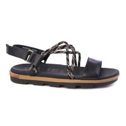 Sandały Sorel Torpeda skóra naturalna czarne. Brązowe sandały 318, bez wzorów, z gumy, eleganckie, bez obcasa, bez zapięcia. Za 344.99 zł.