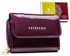 Portfel damski Peterson PTN 423229-SH fioletowy. Fioletowe portfele Peterson, bez wzorów, ze skóry. Za 79.99 zł.