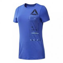 Koszulka sportowa damska Reebok Activchill Graphic Tee. Niebieskie koszulki sportowe Reebok, bez wzorów, bez ramiączek, do biegania. Za 277.00 zł.