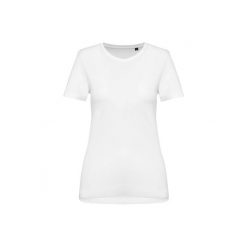 Damska koszulka z suprima z okrągłym dekoltem Kariban Premium. Białe bluzki KARIBAN, bez wzorów, z bawełny, bez kołnierzyka, bez ramiączek. Za 108.00 zł.