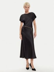 Imperial Sukienka koktajlowa ADQJIBA Czarny Regular Fit. Czarne sukienki Imperial, m, bez wzorów, z syntetyku, wizytowe, bez kołnierzyka, bez ramiączek. Za 289.99 zł.