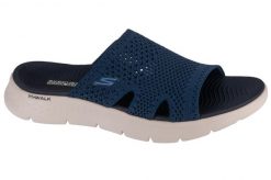 Sandały SKECHERS 141425S Niebieski. Niebieskie sandały Skechers, bez wzorów, z materiału, bez obcasa, bez zapięcia. Za 153.99 zł.
