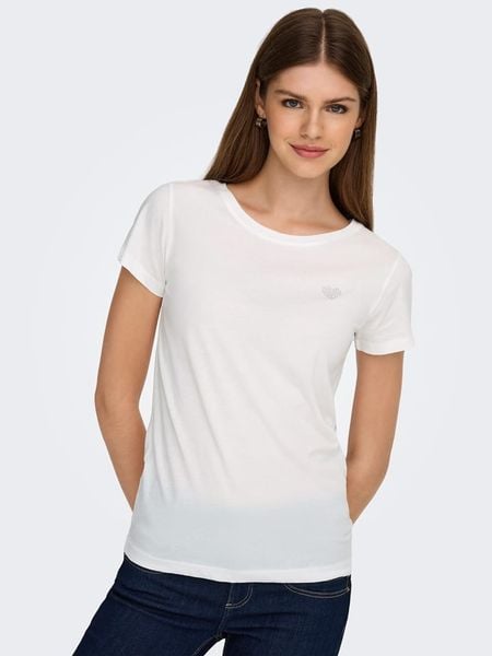 JDY Koszulka w kolorze białym rozmiar: XS. Białe bluzki JDY, xs, bez wzorów, z bawełny, bez kołnierzyka, bez ramiączek. Za 30.34 zł.